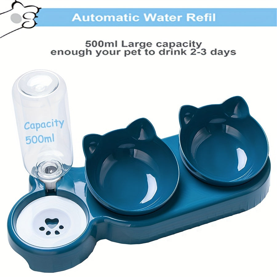 3-in-1 Pet Feeder with Automatic Water Bottle