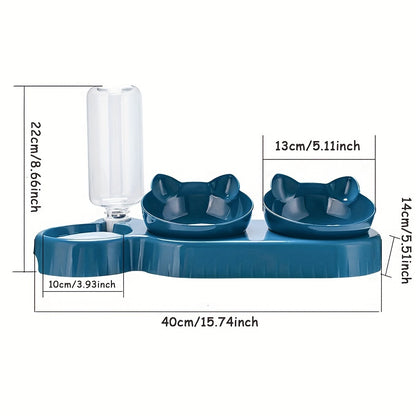 3-in-1 Pet Feeder with Automatic Water Bottle