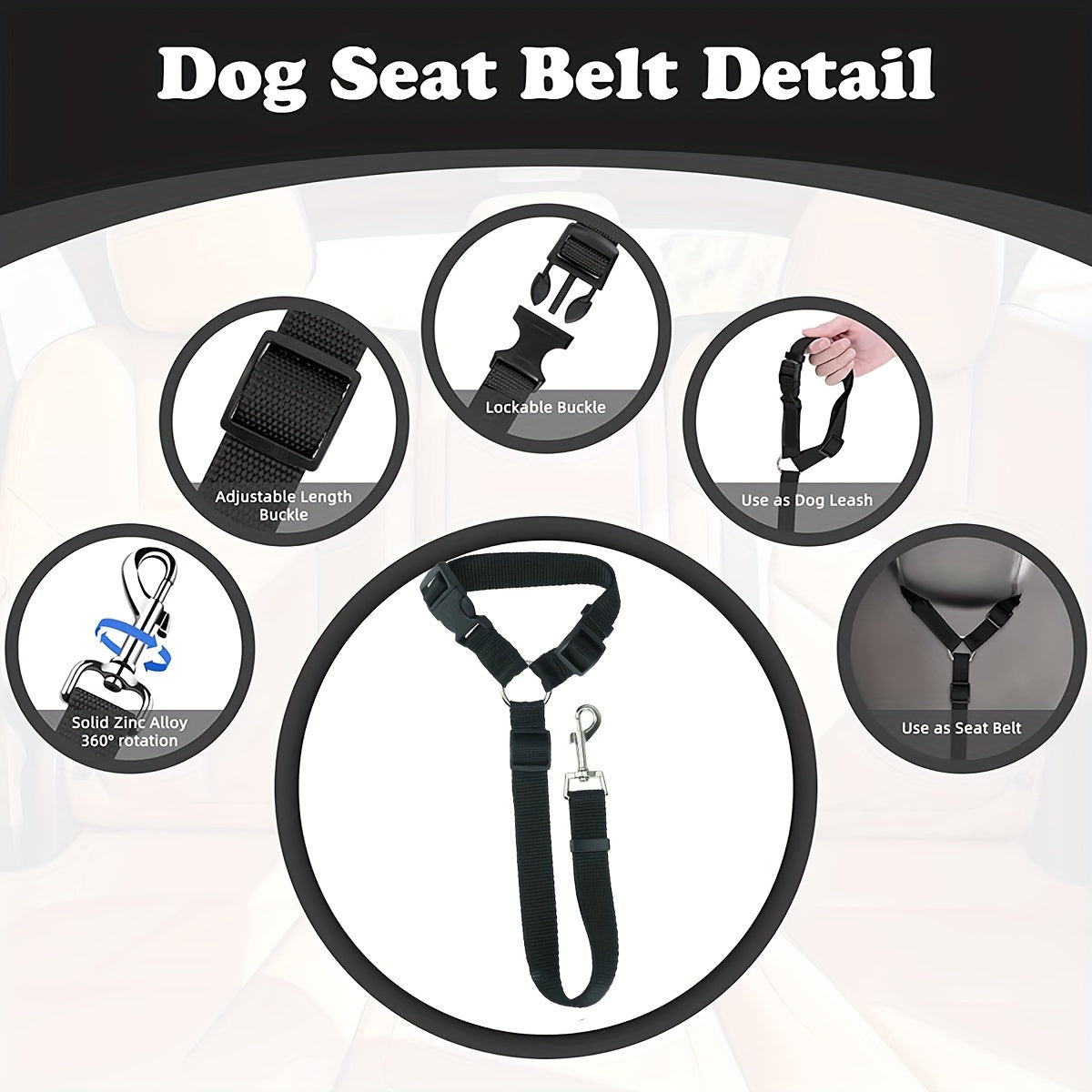 Dog Seat Belt For Vehicle